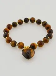 Edelstein Armband mit Herz – Tigerauge