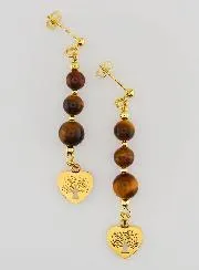 Ohrringe Baum des Lebens aus Tigerauge – Goldfarben