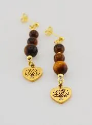 Ohrringe Baum des Lebens aus Tigerauge – Goldfarben