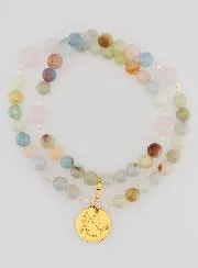 Rosenkranz aus Morganit und Rosenquarz – Friedenstaube