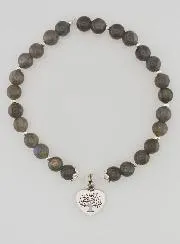 Armband aus Naturstein – Labradorit und Baum des Lebens