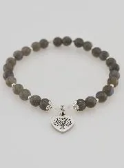 Armband aus Naturstein – Labradorit und Baum des Lebens