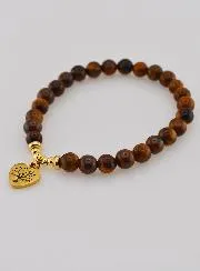 Armband aus Natursteinen – Tigerauge und Baum des Lebens