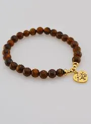 Armband aus Natursteinen – Tigerauge und Baum des Lebens