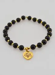 Armband aus Naturstein – Turmalin und Baum des Lebens