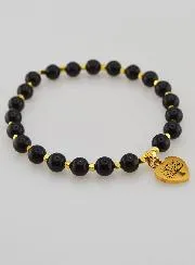 Armband aus Naturstein – Turmalin und Baum des Lebens