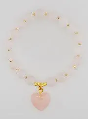 Edelstein Armband Herz – Rosenquarz