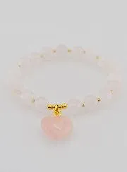 Edelstein Armband Herz – Rosenquarz