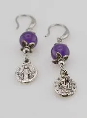 Ohrringe – Wundertätige Medaille und Amethyst