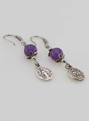 Ohrringe – Wundertätige Medaille und Amethyst