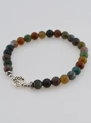Armband aus Naturstein – Indischer Achat und Baum des Lebens