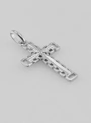 Anhänger mit Durchbrochenem Kreuz mit Muster - Silber