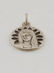 Anhänger Madonna mit Blütenblättern in Silber – 16mm