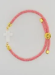 Religiöses Armband mit Kreuz – Rosa