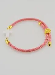 Religiöses Armband mit Kreuz – Rosa