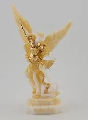 Figur des Heiligen Michael aus Bemaltem Alabaster – 12cm