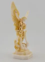 Figur des Heiligen Michael aus Bemaltem Alabaster – 12cm