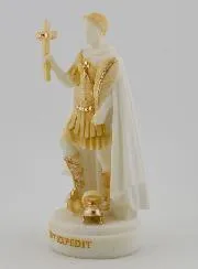 Figur des Heiligen Expeditus aus Bemaltem Alabaster – 12cm