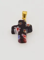 Handgefertigter Glas-Kreuz-Anhänger – Schwarz