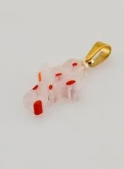 Handgefertigter Glas Kreuz Anhänger – Rote Blumen