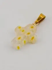 Handgefertigter Glas-Kreuz-Anhänger – Gelbe Blumen