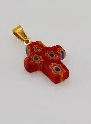Handgefertigter Glas-Kreuz-Anhänger – Rot