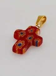 Handgefertigter Glas-Kreuz-Anhänger – Rot