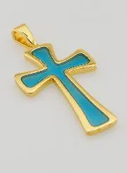 Kreuz-Anhänger 4cm – Türkis Blau