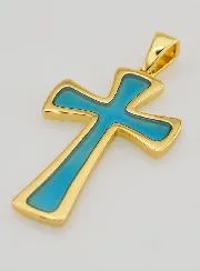 Kreuz-Anhänger 4cm – Türkis Blau