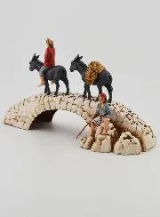 Krippenfigur Esel auf einer Brücke – Höhe 6 cm