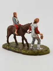 Krippenfigur Bergbewohner und Kind auf einem Pferd – Höhe 6 cm