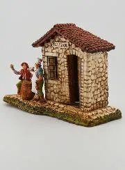 Krippenfigur Taverne mit Wirt und Gast