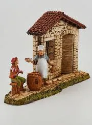 Krippenfigur Taverne mit Wirt und Gast