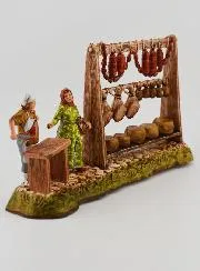 Krippenfigur – Metzger mit seinem Verkaufsstand – 6cm