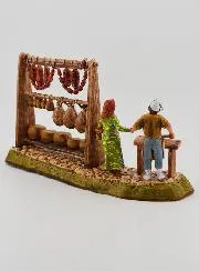 Krippenfigur – Metzger mit seinem Verkaufsstand – 6cm