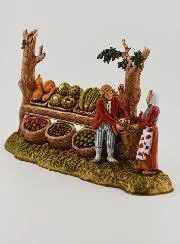 Krippenfigur Obst- und Gemüsehändler mit Verkaufsstand – 6 cm