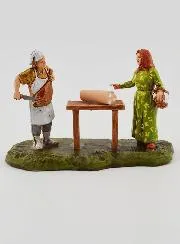 Krippenfigur Metzger und Kundin – 6cm