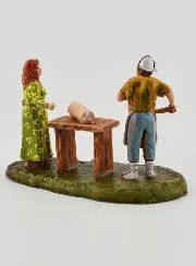Krippenfigur Metzger und Kundin – 6cm
