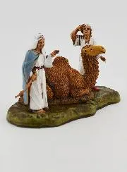 Krippenfigur Kameltreiber und Sitzendes Kamel – 6 cm