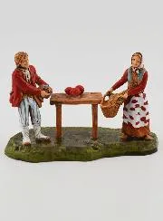 Krippenfigur Gemüsehändler und Kundin – 6 cm