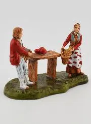 Krippenfigur Gemüsehändler und Kundin – 6 cm