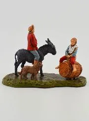 Krippenfigur Mann mit Esel und Kind – 6cm