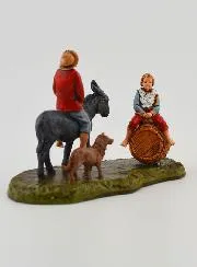 Krippenfigur Mann mit Esel und Kind – 6cm