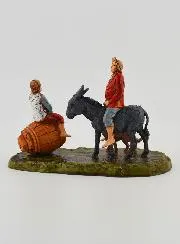 Krippenfigur Mann mit Esel und Kind – 6cm