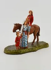 Krippen-Figur Mann zu Pferd mit Familie – 6 cm