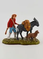 Krippenfigur Mann und sein Maultier – 6 cm
