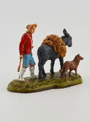 Krippenfigur Mann und sein Maultier – 6 cm