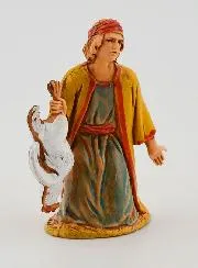 Krippenfigur Mann mit Huhn – 6 cm