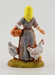 Krippenfigur Bäuerin und ihre Hühner – 6cm