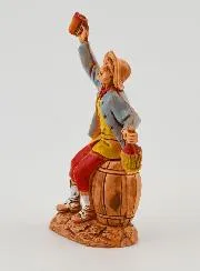 Krippenfigur Weintrinker auf seinem Fass – 6cm